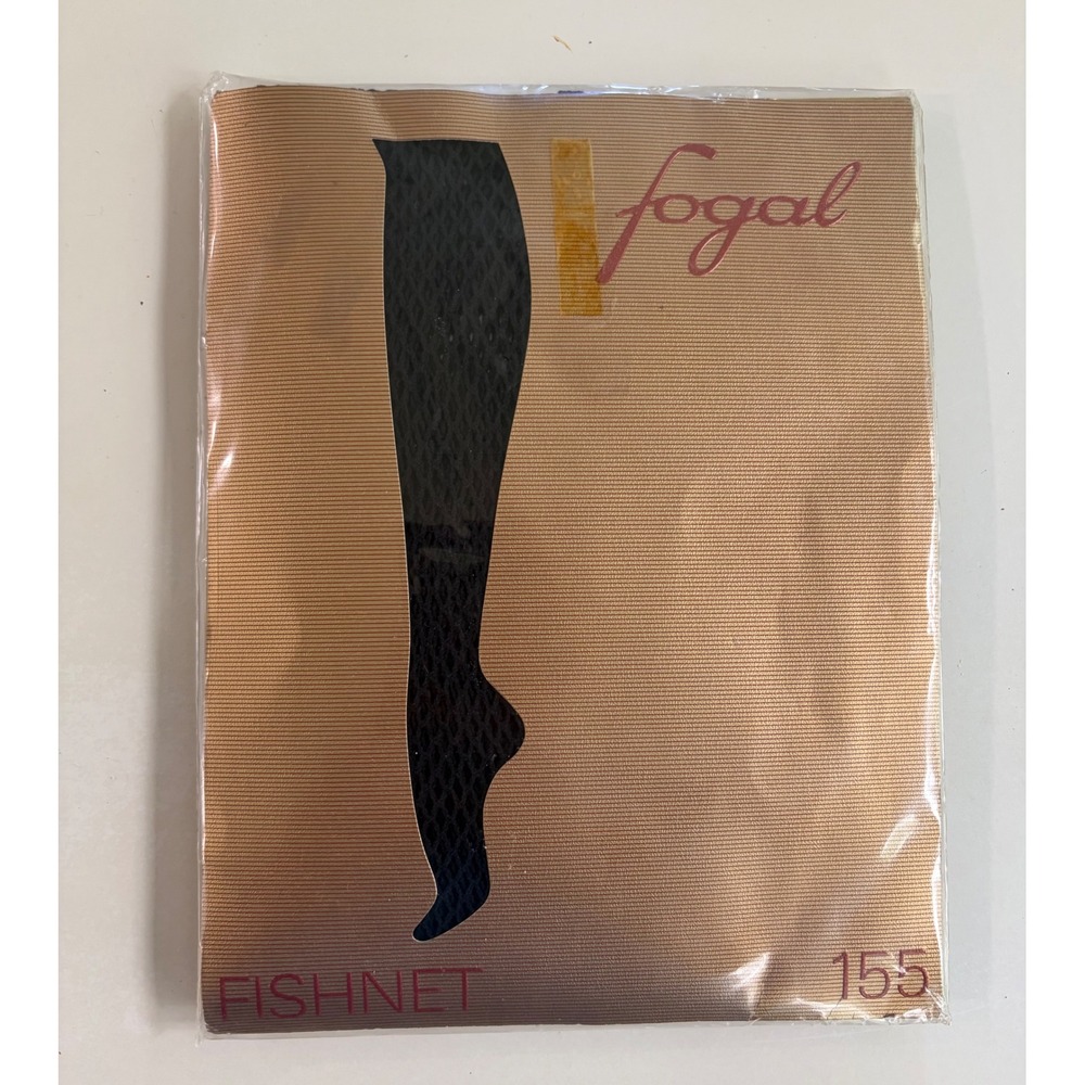VTG Fogal 155 Flamenco Fishnet Tights Marine Navy Blue Size L New Seamless Swiss